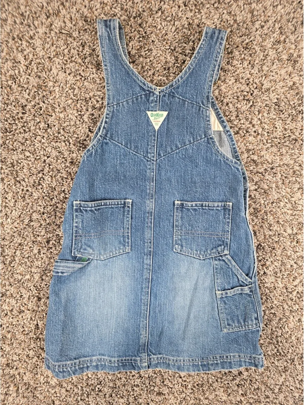 vintage OshKosh B'Gosh denim Vestbak jumper dress Girls Sz 5 Blue Jean